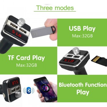 JINSERTA Car MP3 Music Player 2 USB Car Charger Wireless FM Transmitter Handsfree Call Bluetooth Car Kit Support TF Card