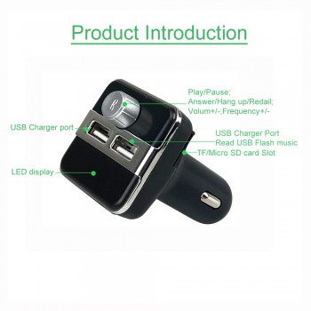 JINSERTA Car MP3 Music Player 2 USB Car Charger Wireless FM Transmitter Handsfree Call Bluetooth Car Kit Support TF Card