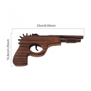 Simulation Bullet Rubber Band Launcher Wood Gun Hand Pistol Guns Shooting Toy