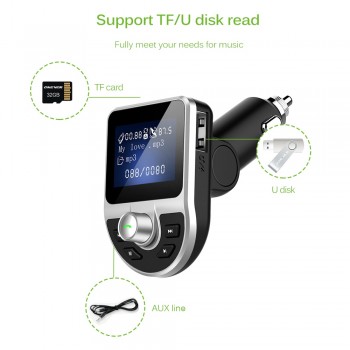 Onever Bluetooth FM Transmitter Handsfree Car Kit 3.1A USB Charger FM Radio Modulator Car MP3 Player Support TF Card U Disk AUX