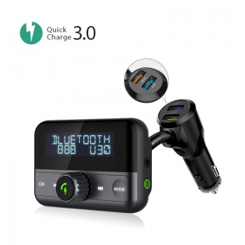 VANJEW BT75S 1.8 Display Screen QC3.0 Fasting Car Charge FM Transmitter Car Bluetooth Handsfree Car Kit Aux Wireless Audio Play