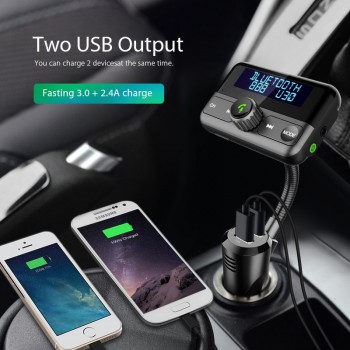 VANJEW BT75S 1.8 Display Screen QC3.0 Fasting Car Charge FM Transmitter Car Bluetooth Handsfree Car Kit Aux Wireless Audio Play