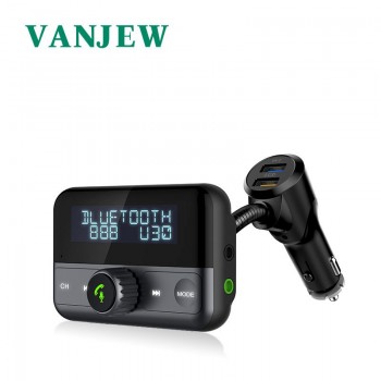 VANJEW BT75S 1.8 Display Screen QC3.0 Fasting Car Charge FM Transmitter Car Bluetooth Handsfree Car Kit Aux Wireless Audio Play