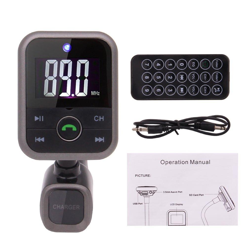Car Kit MP3 Player Wireless Bluetooth FM Transmitter Radio Adapter Car Charger USB SD Card Reader and Calling Remote Control