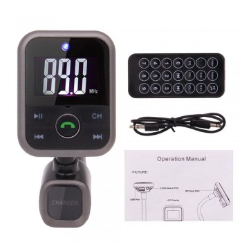 Car Kit MP3 Player Wireless Bluetooth FM Transmitter Radio Adapter Car Charger USB SD Card Reader and Calling Remote Control