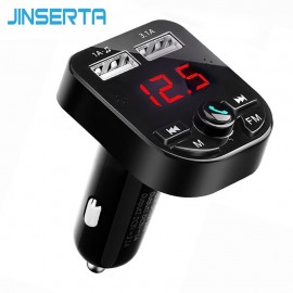 JINSERTA Bluetooth FM Transmitter Handsfree Car MP3 Player U-Disk TF Audio Receiver FM modulator Dual USB Car Charger 3.1A 1A