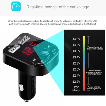 JINSERTA Bluetooth FM Transmitter Handsfree Car MP3 Player U-Disk TF Audio Receiver FM modulator Dual USB Car Charger 3.1A 1A