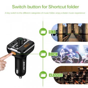 Onever FM Transmitter Bluetooth Car MP3 Player Wireless Car Kit FM Modulator LED Car Voltage Detector Support Folder Select