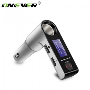 Onever Bluetooth Kit FM Transmitter Modulator 3.1A Dual USB Car Chargeramp;Cigarette Lighter Socket Rotating Screen/File Management