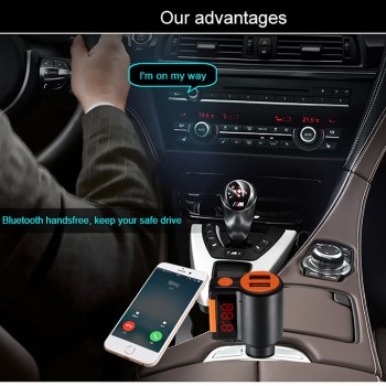 Dual USB Bluetooth MP3 Player Car Hands-free FM Transmitter BC09 Car Charger
