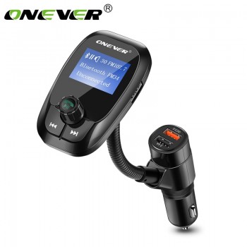 Onever FM Transmitter Quick Charge 3.0 Car Charger Bluetooth Hands Free Car Kit Radio Modulator Audio MP3 Player USB/TF Drive