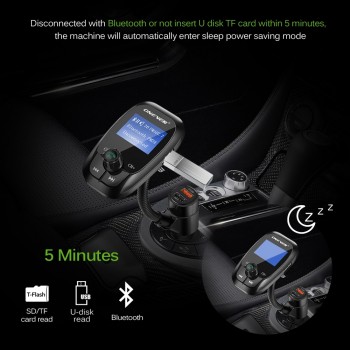 Onever FM Transmitter Quick Charge 3.0 Car Charger Bluetooth Hands Free Car Kit Radio Modulator Audio MP3 Player USB/TF Drive