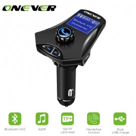 ONEVER Multifunction Bluetooth Car FM Transmitter Modulato MP3 Player Support U Disk/TF Card 2.1A AUX IN/OUT Dual USB Charger