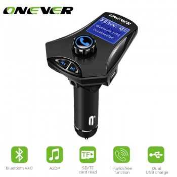 ONEVER Multifunction Bluetooth Car FM Transmitter Modulato MP3 Player Support U Disk/TF Card 2.1A AUX IN/OUT Dual USB Charger
