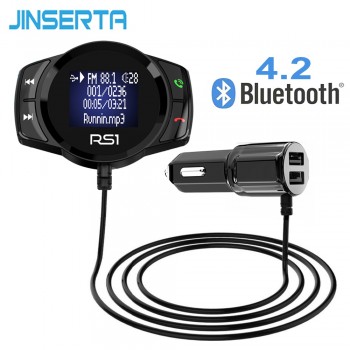 JINSERTA Bluetooth FM Transmitter Car MP3 Player FM Modulator Handsfree Dual USB 3.1A Quick Charger for iPhone X