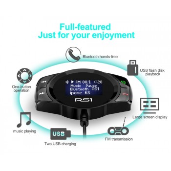 JINSERTA Bluetooth FM Transmitter Car MP3 Player FM Modulator Handsfree Dual USB 3.1A Quick Charger for iPhone X
