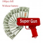 TUKATO Make It Rain Money Gun Red Cash Cannon Super Gun Toys 100PCS Bills Party Game Outdoor Fun Fashion Gift Pistol Toys