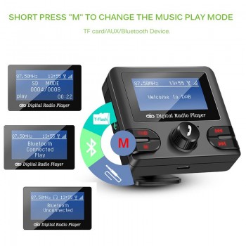 Onever DAB Receiver Bluetooth 4.2  FM Transmitter Car Kit Music Player Modulator Dual USB  2.1A  Charger Support TF with Antenna