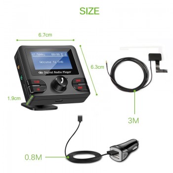 Onever DAB Receiver Bluetooth 4.2  FM Transmitter Car Kit Music Player Modulator Dual USB  2.1A  Charger Support TF with Antenna