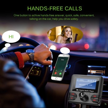 Onever DAB Receiver Bluetooth 4.2  FM Transmitter Car Kit Music Player Modulator Dual USB  2.1A  Charger Support TF with Antenna
