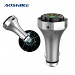 AOSHIKE Car Bluetooth Aux Kit with MIC Handsfree Wireless FM Transmitters MP3 Player Auto USB Charger Adapter Emergency Hammer
