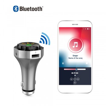AOSHIKE Car Bluetooth Aux Kit with MIC Handsfree Wireless FM Transmitters MP3 Player Auto USB Charger Adapter Emergency Hammer