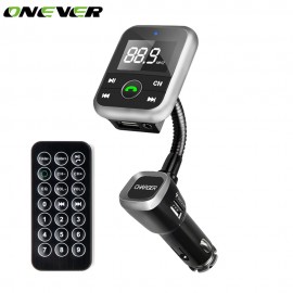 Onever Car Handsfree FM transmitter with Remote Control Wireless Audio Radio Modulator Bluetooth Car Kit Support USB/SD/TF Card