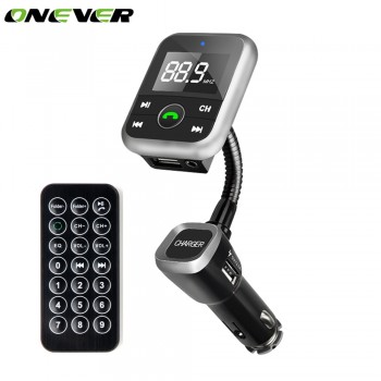 Onever Car Handsfree FM transmitter with Remote Control Wireless Audio Radio Modulator Bluetooth Car Kit Support USB/SD/TF Card