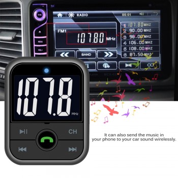 Onever Car Handsfree FM transmitter with Remote Control Wireless Audio Radio Modulator Bluetooth Car Kit Support USB/SD/TF Card