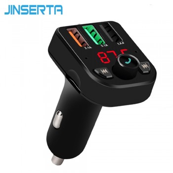 JINSERTA Car Bluetooth FM Transmitter 3 USB Ports Charger 3.1A FM Modulator MP3 Player Car Handsfree support TF USB music play