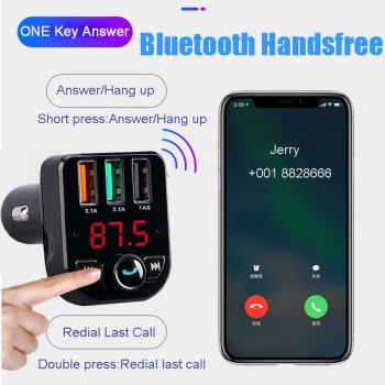 JINSERTA Car Bluetooth FM Transmitter 3 USB Ports Charger 3.1A FM Modulator MP3 Player Car Handsfree support TF USB music play