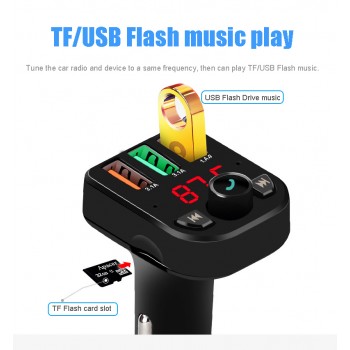 JINSERTA Car Bluetooth FM Transmitter 3 USB Ports Charger 3.1A FM Modulator MP3 Player Car Handsfree support TF USB music play