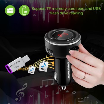 Onever FM Transmitter Bluetooth Car Kit Handsfree Car Kit FM modulator MP3 Audio Player TF USB Drive  3.1A Dual USB Car Charger