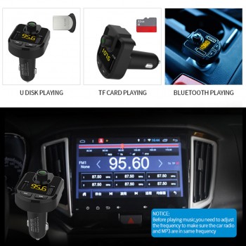 FM Transmitter Aux Modulator Bluetooth Handsfree Car Kit Car Audio MP3 Player with 3.1A Quick Charge Dual USB Car Charger