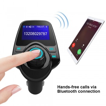 Siparnuo Car FM Transmitter Bluetooth Wireless Car Mp3 Player Handsfree Car Kit FM Transmitter A2DP 5V 2.1A