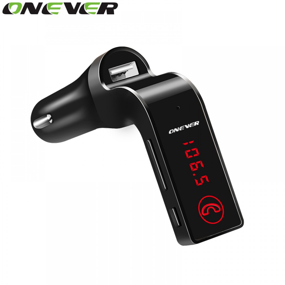 Onever 4-in-1 Hands Free Wireless Bluetooth FM Transmitter Modulator Car Kit MP3 Player SD USB LCD Car Music Player G7 + AUX