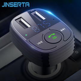 JINSERTA FM Transmitter Bluetooth Car Wirless Radio Adapter MP3 Player FM Modulator w/ Hands-free Speaking Dual USB Charging TF