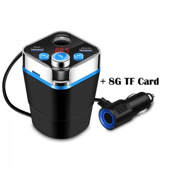 Onever Bluetooth FM transmitter Car Kit with Cup Holder Dual Cigarette Lighter Socket Dual USB Charger Power Adapter Splitter