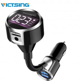 VicTsing V4.2 Bluetooth FM Transmitter for Car Wireless Car Stereo Radio with Dual USB Aux Output TF Card U-Disk Hand-Free 3.5mm