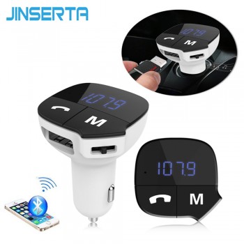 JINSERTA Car MP3 Audio Player Bluetooth FM Transmitter Wireless FM Modulator Car Kit HandsFree LCD Display USB Charger For Phone
