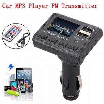 Car Music MP3 Player  High Quality FM Transmitter Modulator Dual USB Charging SD MMC Remote Universal Car Styling @#128