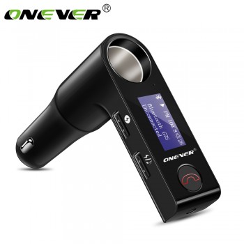 Onever Car FM Transmitter Hands-free Kit Cigarette Lighter Port Wireless FM Modulator Rotating Screen Bluetooth Car MP3 Player