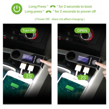 Onever Car FM Transmitter Hands-free Kit Cigarette Lighter Port Wireless FM Modulator Rotating Screen Bluetooth Car MP3 Player