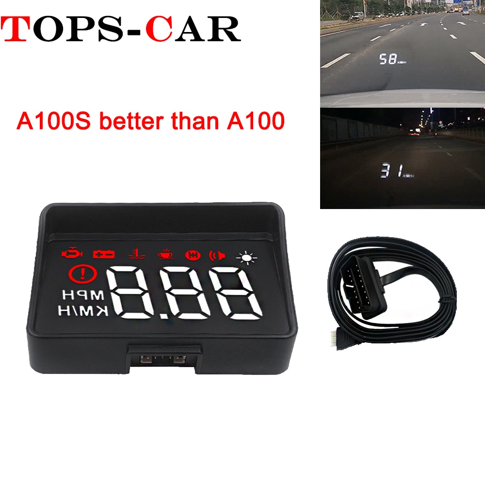 Newest A100S With Lens Hood Windshield Projector OBD2 II EUOBD Car HUD Head Up Display Overspeed Warning System Voltage Alarm