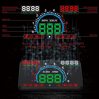 GEYIREN E350 OBD2 II HUD Car Display 5.8 Inch Screen Easy Plug And Play Overspeed Alarm Fuel Consumption display hud projector