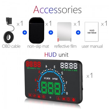 GEYIREN E350 OBD2 II HUD Car Display 5.8 Inch Screen Easy Plug And Play Overspeed Alarm Fuel Consumption display hud projector
