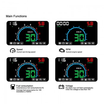 E350 5.8 Screen HUD Car Head Up Display Engine Fault Fuel Alarm Speedometer