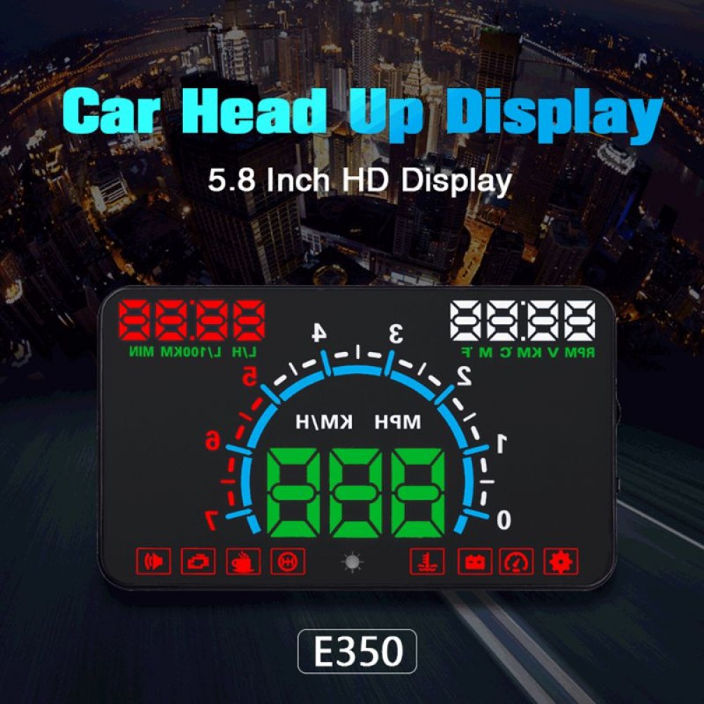 New 1 Set E350 5.8 inch Screen HUD Auto Car Head Up Display Engine Fault Fuel Alarm Speedometer High Quality