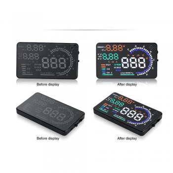 A8 5.5in Car HUD Headup Display with OBD 2 Interface Plug Auto Driving Parameters Projection