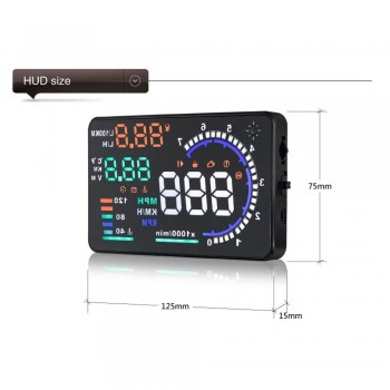 A8 5.5in Car HUD Headup Display with OBD 2 Interface Plug Auto Driving Parameters Projection